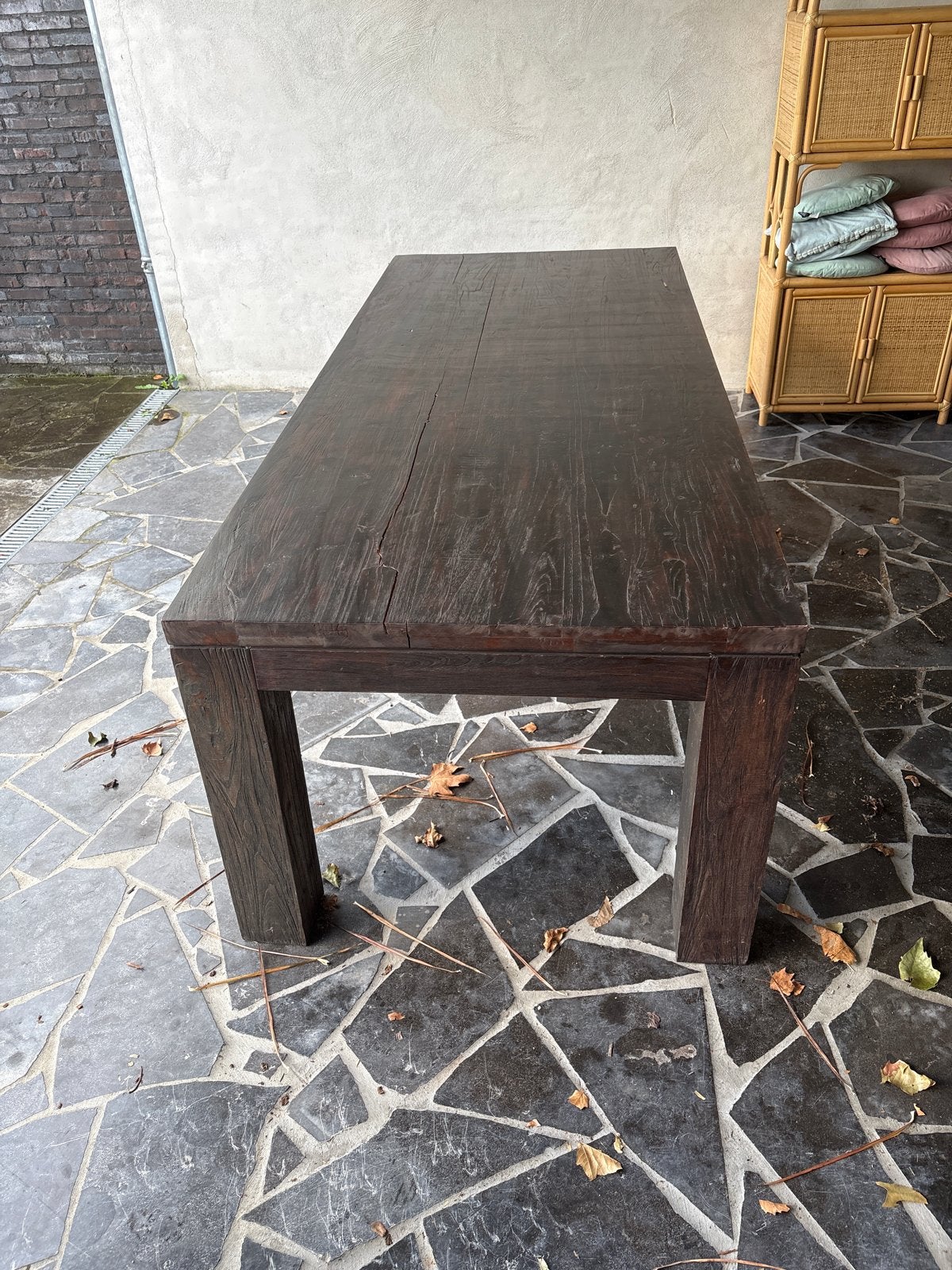 Robuuste houten eettafel, Ophalen, Gebruikt, 100 tot 150 cm, 200 cm of meer