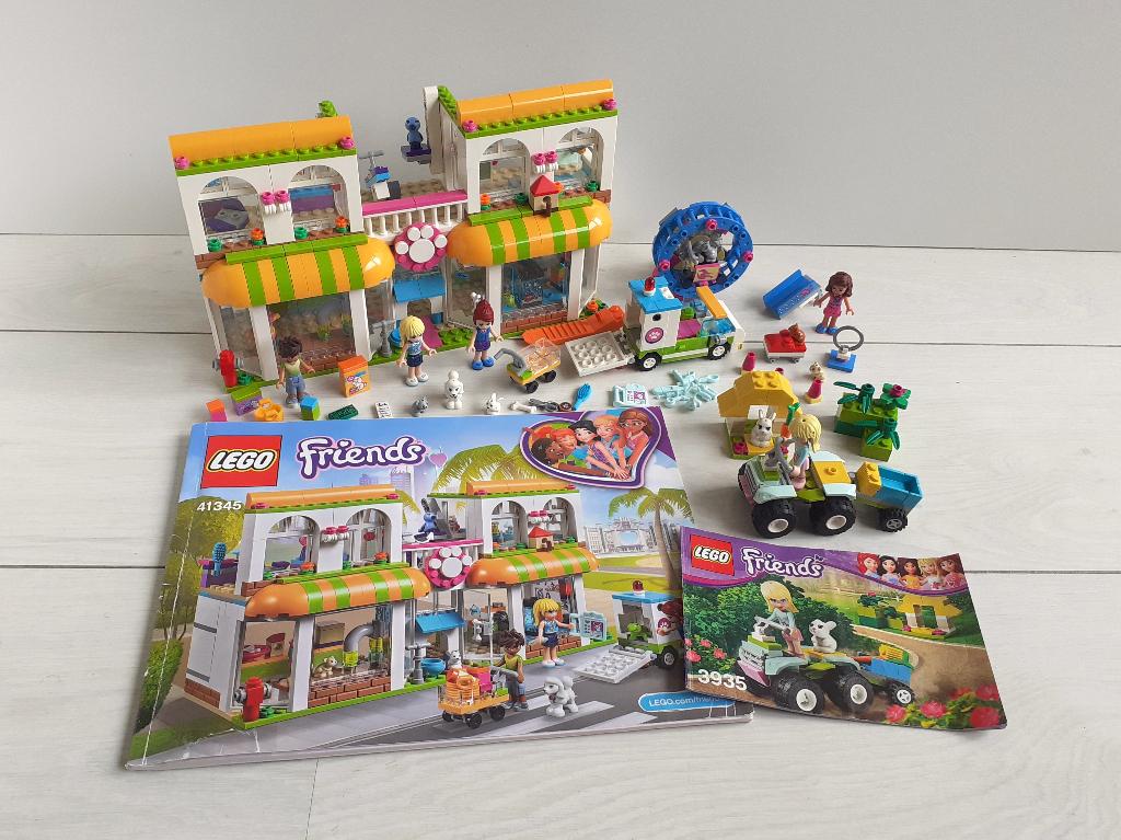 Lego Friends huisdierencentrum 41345 met set 3935 en 41383, Gebruikt, Compleet, Lego, Friends