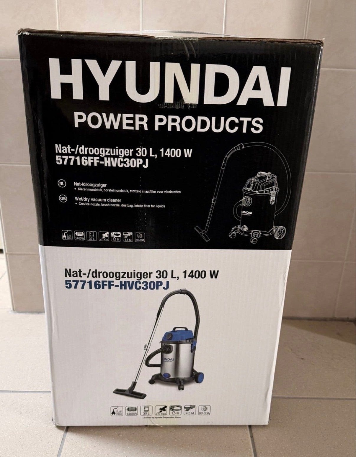 Hyundai Nat-/droogzuiger 30L, Witgoed en Apparatuur, Overige merken, Nieuw, Ophalen of Verzenden, Industriële stofzuiger