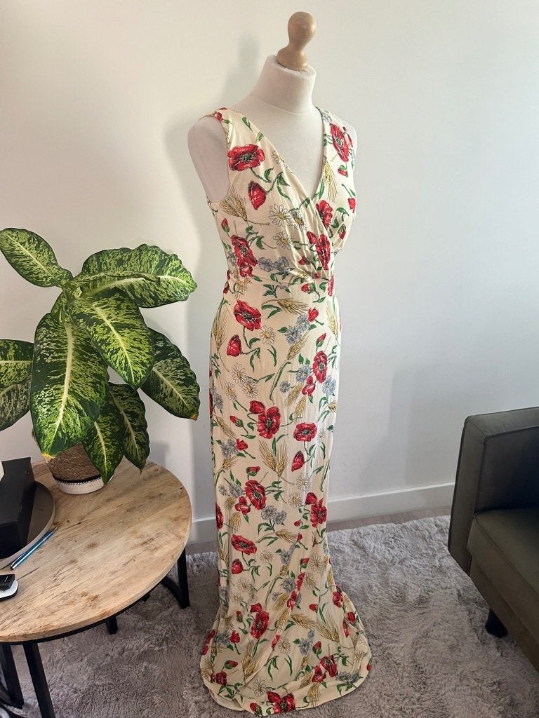 King Louie maat XL maxi lange creme jurk 3385, Kleding | Dames, Jurken, Beige, Maat 46/48 (XL) of groter, Ophalen of Verzenden