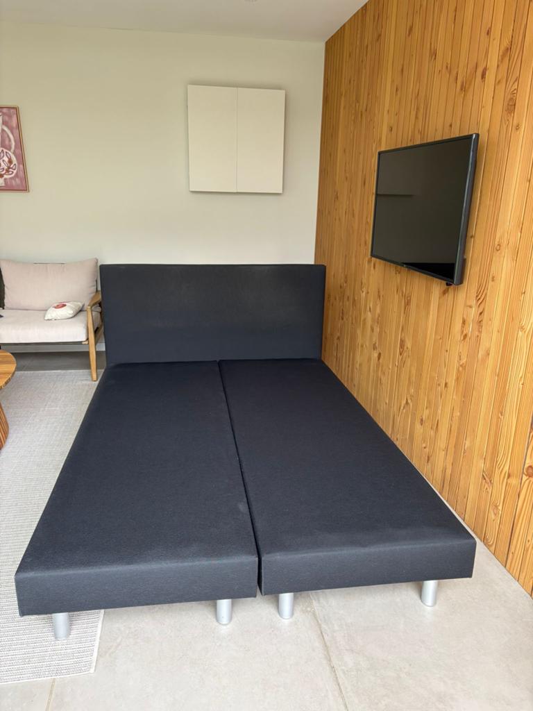 Tweepersoonsbed 140x200 - Gratis af te halen, Ophalen, Gebruikt, Zwart, Tweepersoons