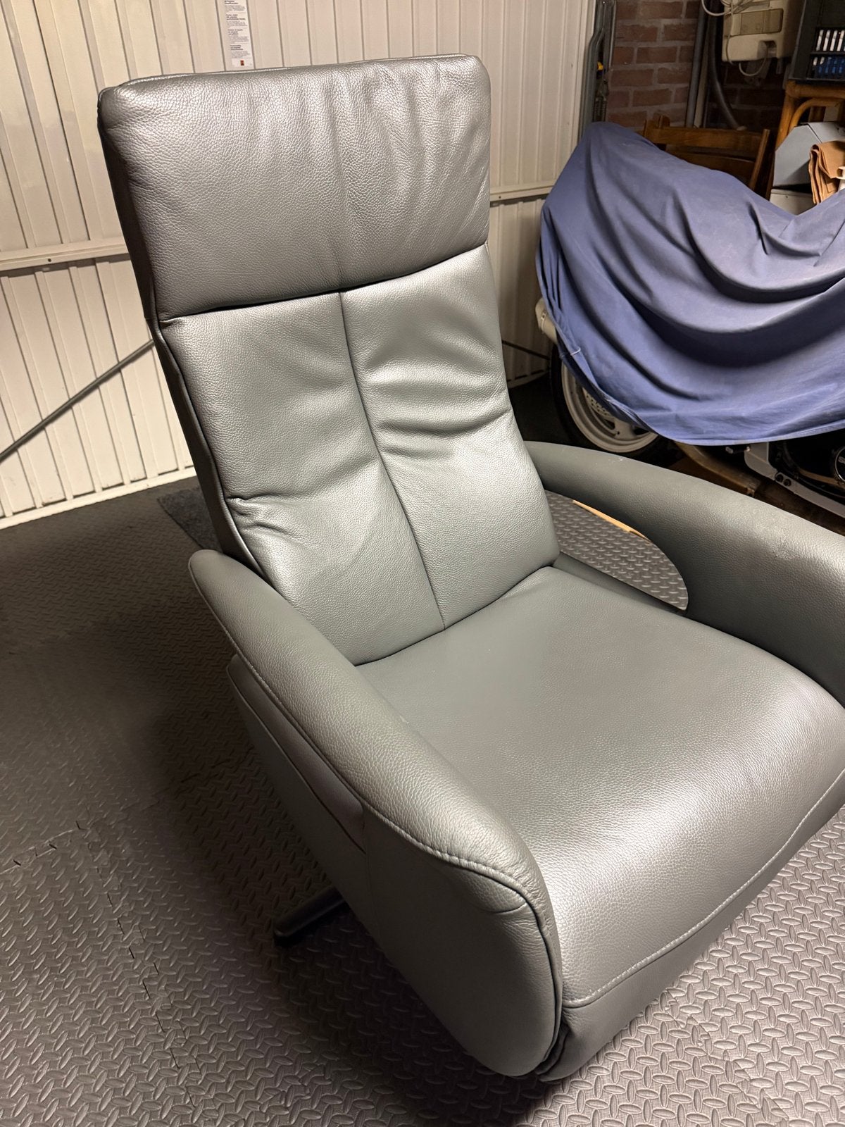 Hukla Relaxfauteuil - Grijs Leer, Ophalen, Gebruikt, Leer, 75 tot 100 cm