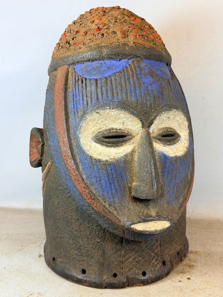 260731 - Large Heavy Rare Old Afrikaans Igala helm masker, Ophalen of Verzenden