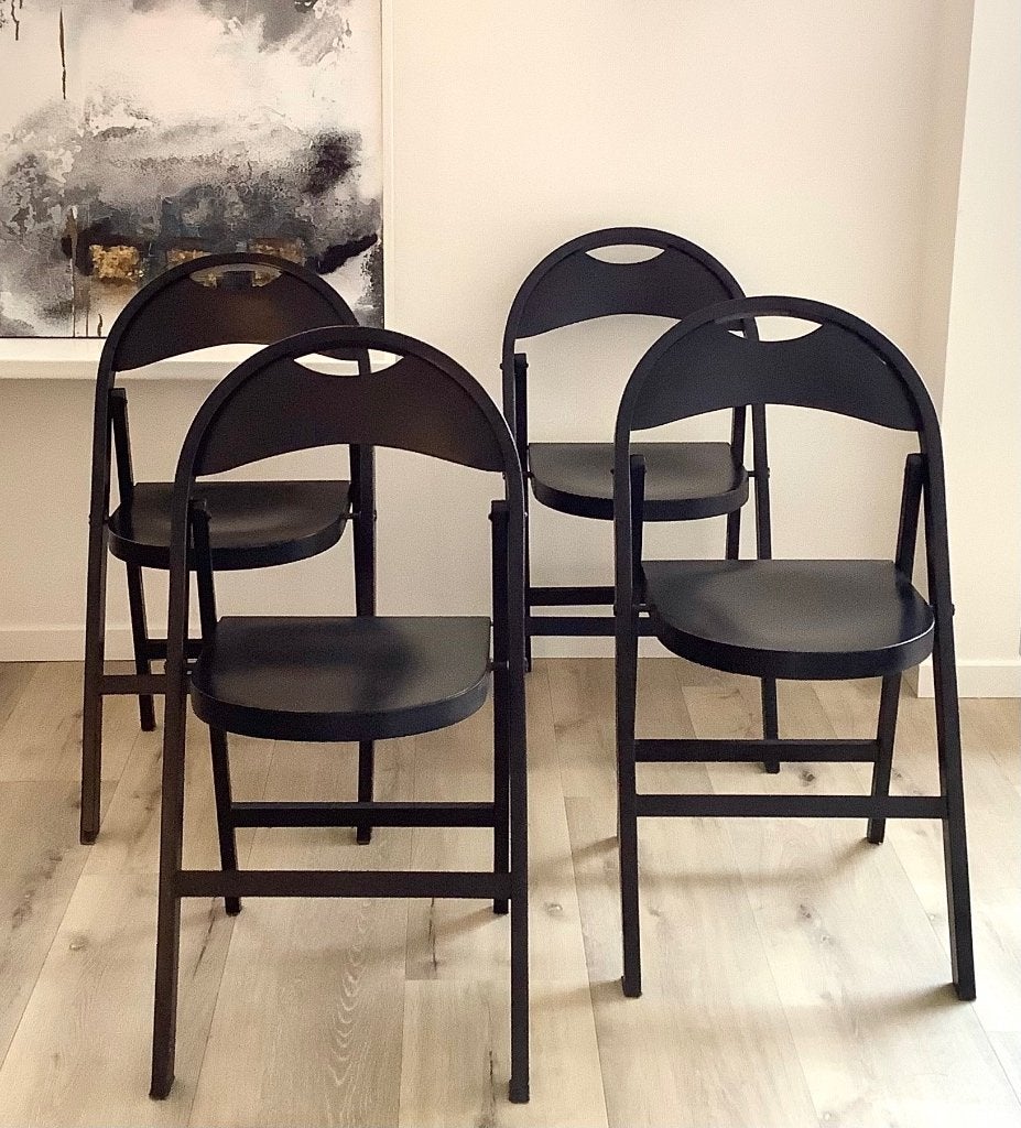 4X Klapstoelen Tric Van Achille En Pier Giacomo Gastiglione, Ophalen, Gebruikt, Zwart, Design
