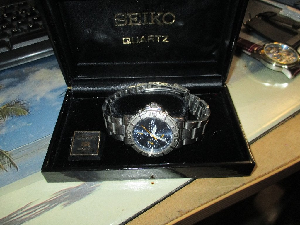 SEIKO CHRONOGRAPH 100% V657 8060 900460 5ATM 2010 + LUXE BOX, Seiko, Staal, Met bandje, Polshorloge