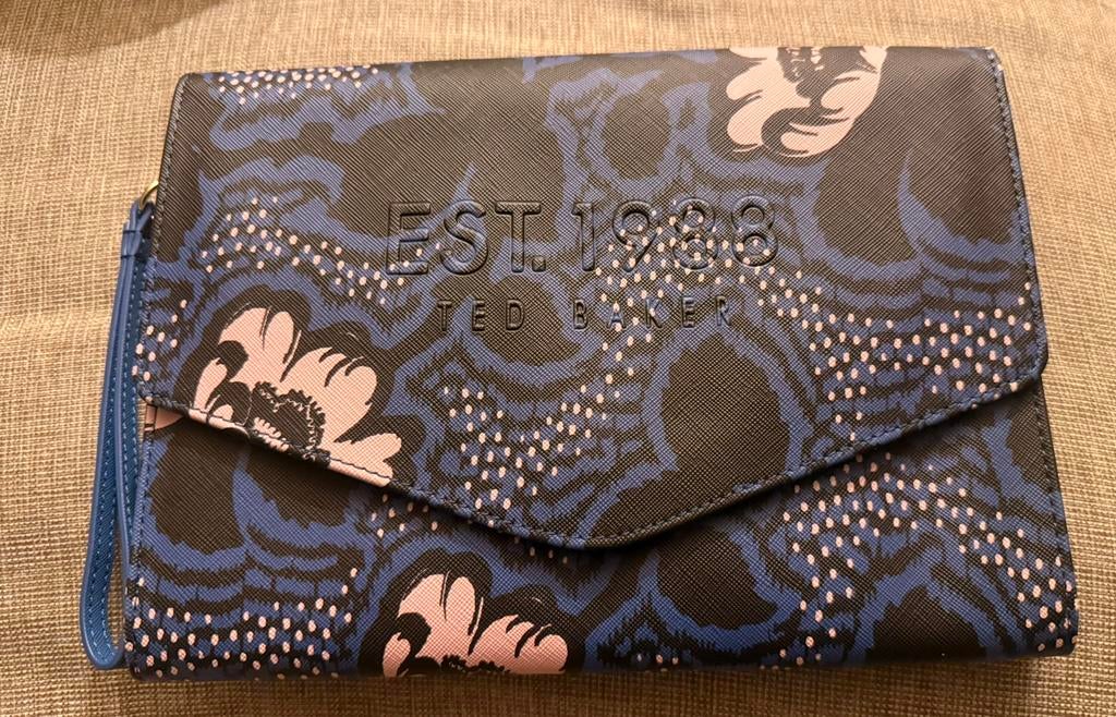 Blauwe enveloptas met print - Ted Baker • origineel, Ophalen, Nieuw, Blauw, Avondtasje
