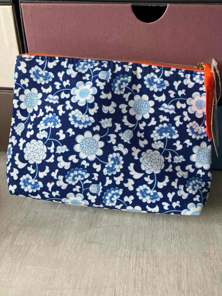 Estée Lauder Make-up Tasje - Blauw met Bloemenprint, Ophalen of Verzenden, Nieuw, Blauw, Softcase