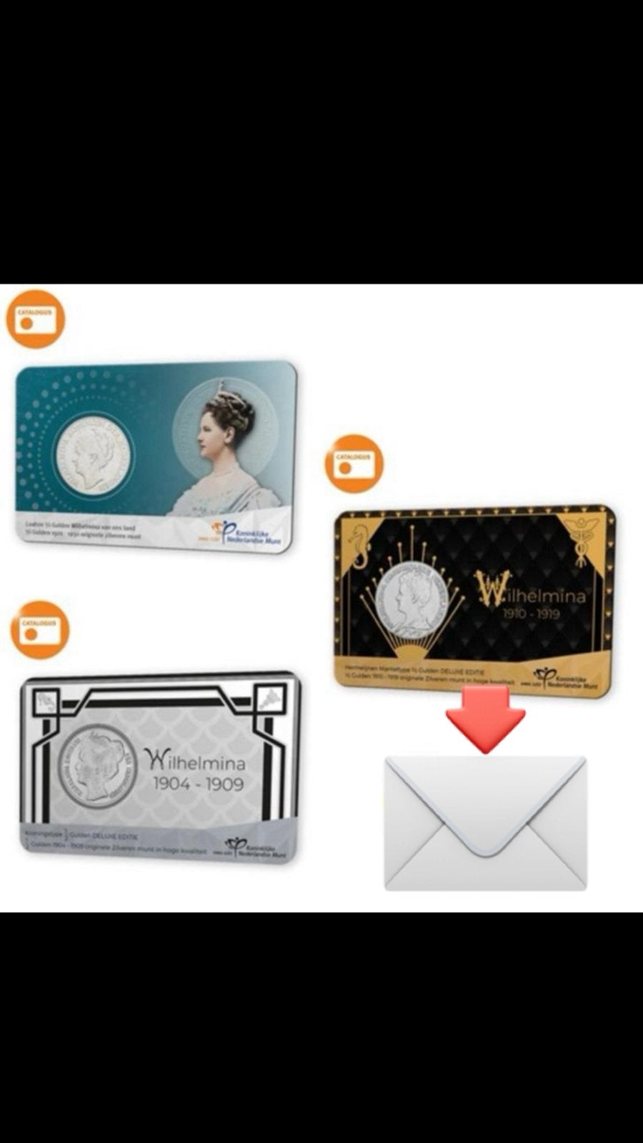 Zilveren Wilhelmina Hermelijnen Mantel in DELUXE coincard, Antiek en Kunst, Ophalen of Verzenden