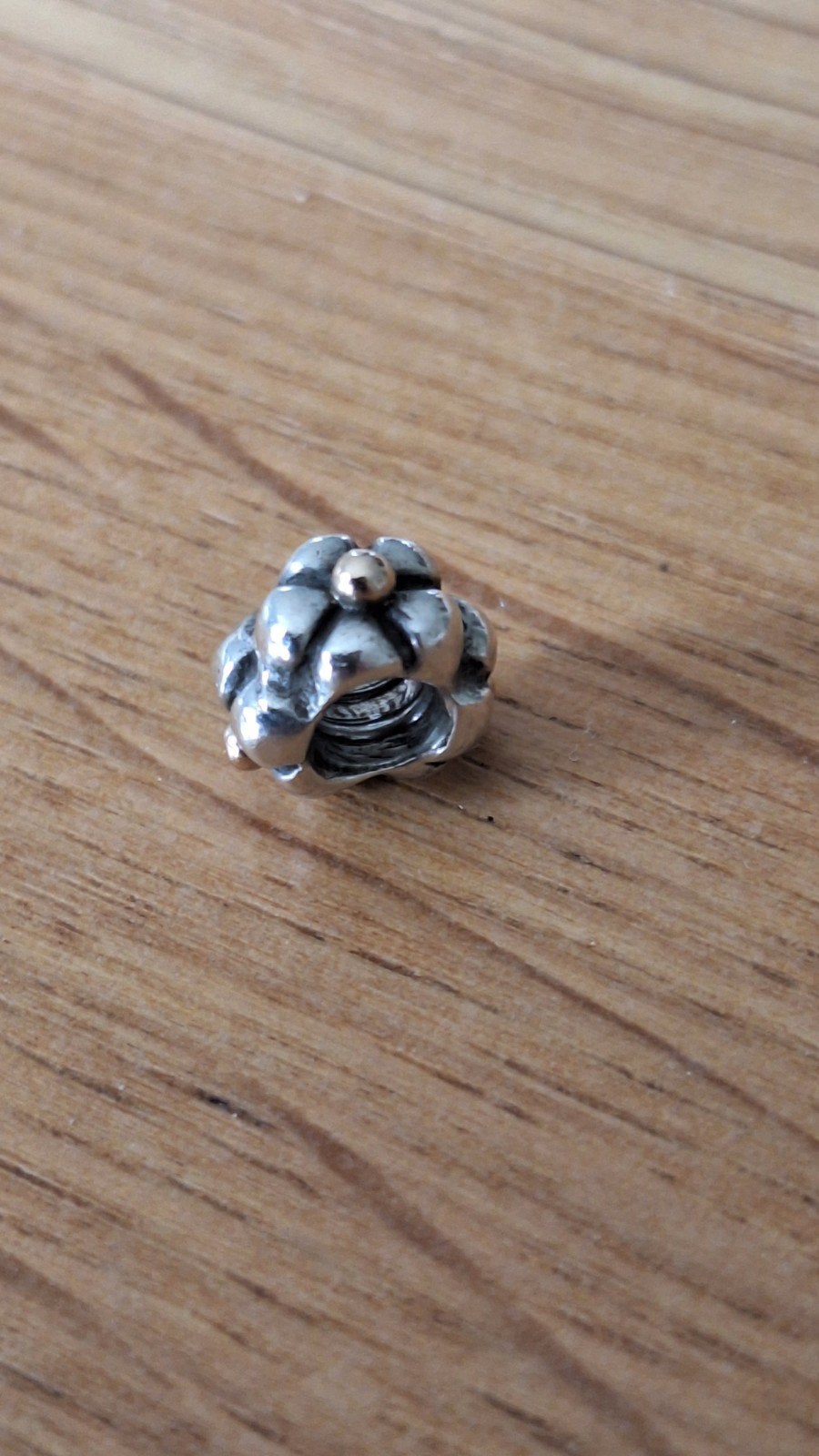 Pandora zilveren bedel met goud voor armband of ketting, Ophalen of Verzenden, Zo goed als nieuw, Goud, Pandora