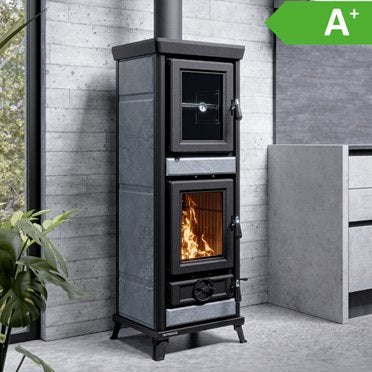 Gietijzeren Houtkachel met Oven en Bakplaat Agnese Speksteen, Minder dan 50 cm, Meerkleurig, 100 tot 150 cm, Info@dekachelerij.nl