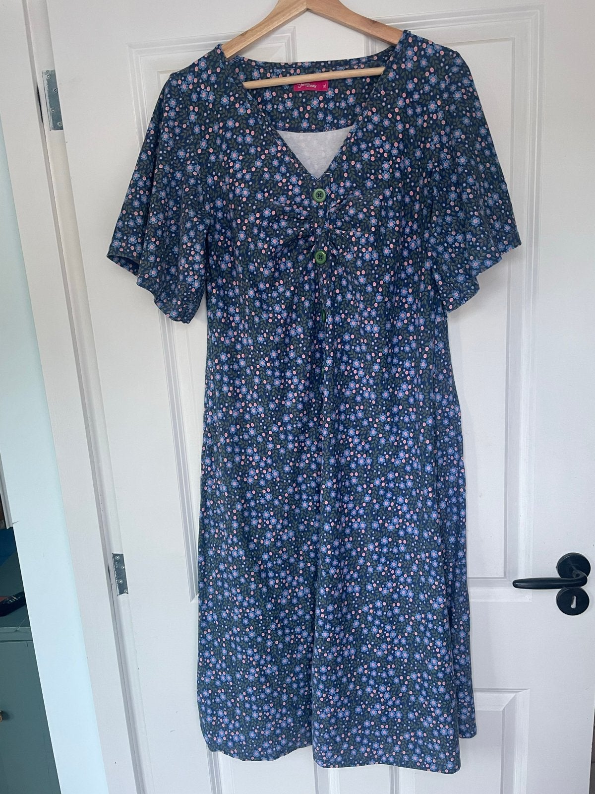 Tante Betsy retro wijde zomerjurk XL, Blauw, Maat 46/48 (XL) of groter, Ophalen of Verzenden, Gedragen