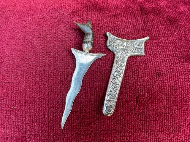 zeer fraaie antieke miniatuur kris-keris, 10 cm!, Ophalen of Verzenden, Overige soorten, Azië, Mes of Dolk
