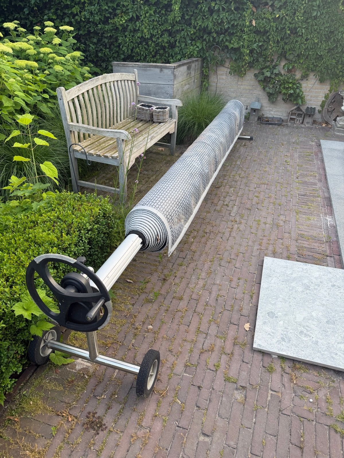 Solar zomerzeil zwembad 3,35 x 7,75 meter met oprolsysteem, Ophalen, Gebruikt, Minder dan 80 cm, Overige typen