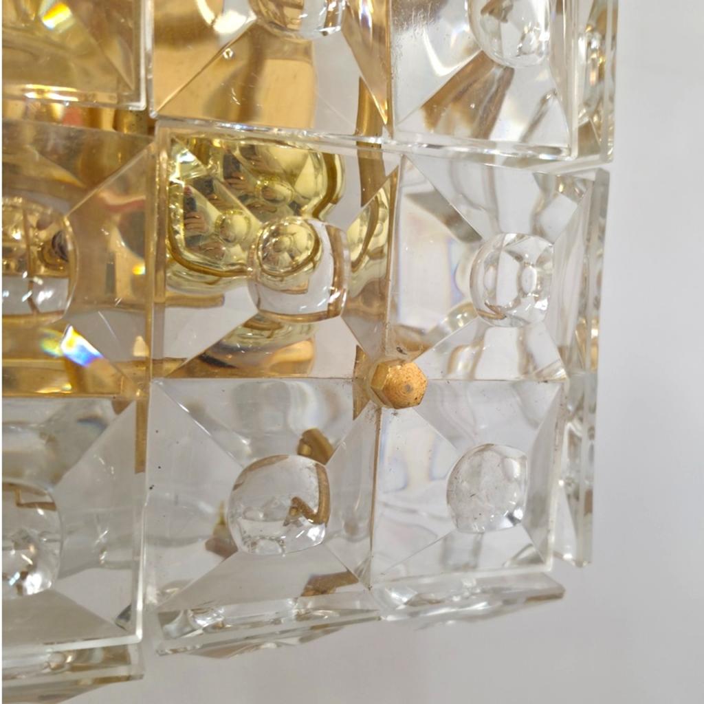 Kinkeldey XL wand/plafondlamp 70s mid century kristal goud, Ophalen of Verzenden, Glas