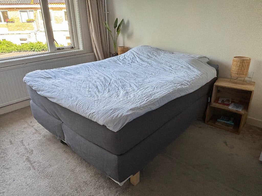 Boxspring tweepersoons bed 160x200 cm met topper!, Huis en Inrichting, Ophalen, Gebruikt, Tweepersoons, 200 cm