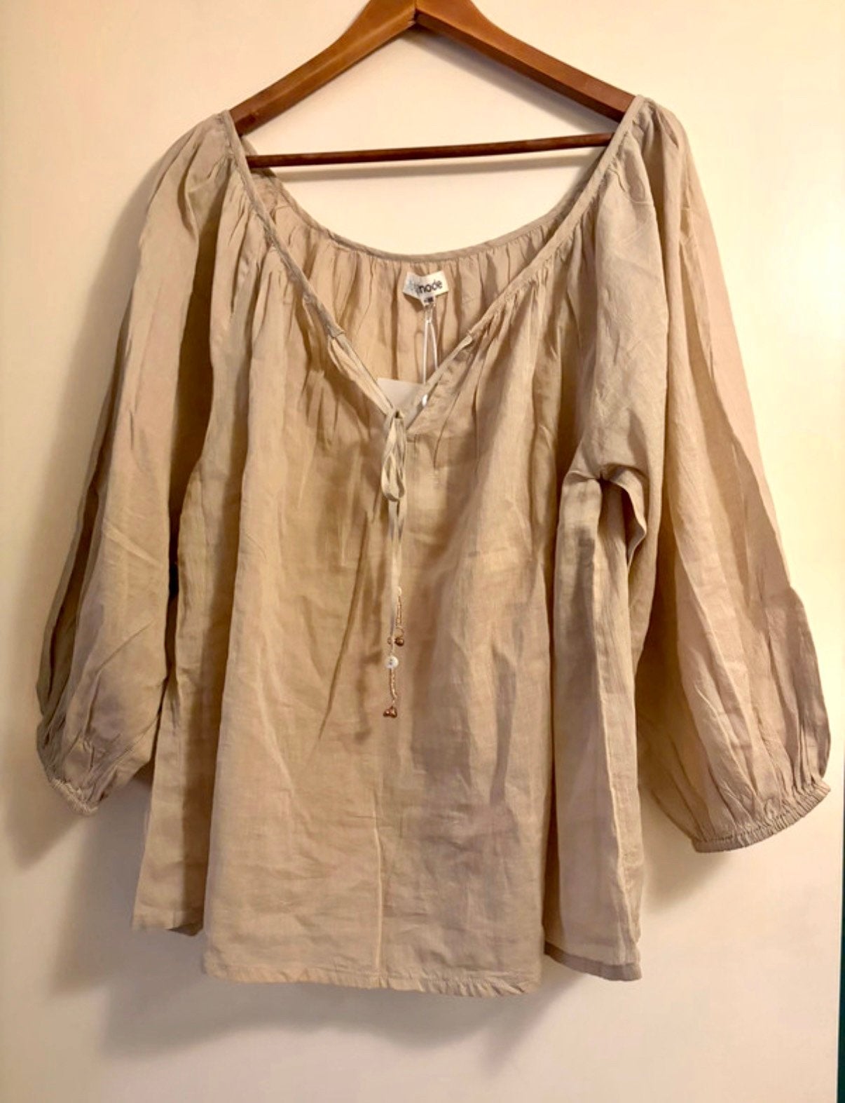 Ibiza mode blouse beige sand cotton xl/xxl, Verzenden, Nieuw, Maat 46/48 (XL) of groter, Beige