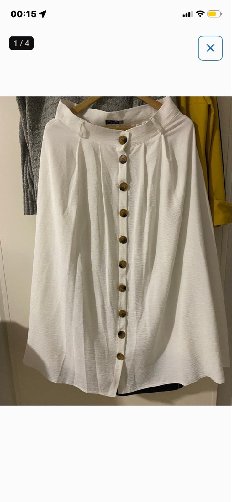 Witte midi rok met knopen - PITA, Maat 38/40 (M), Wit, Ophalen of Verzenden, Zo goed als nieuw
