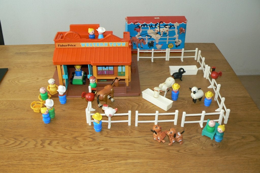 Vintage Fisher Price Western Boerderij speelset 934 + 117, Ophalen of Verzenden, Zo goed als nieuw, Speelset, Met geluid