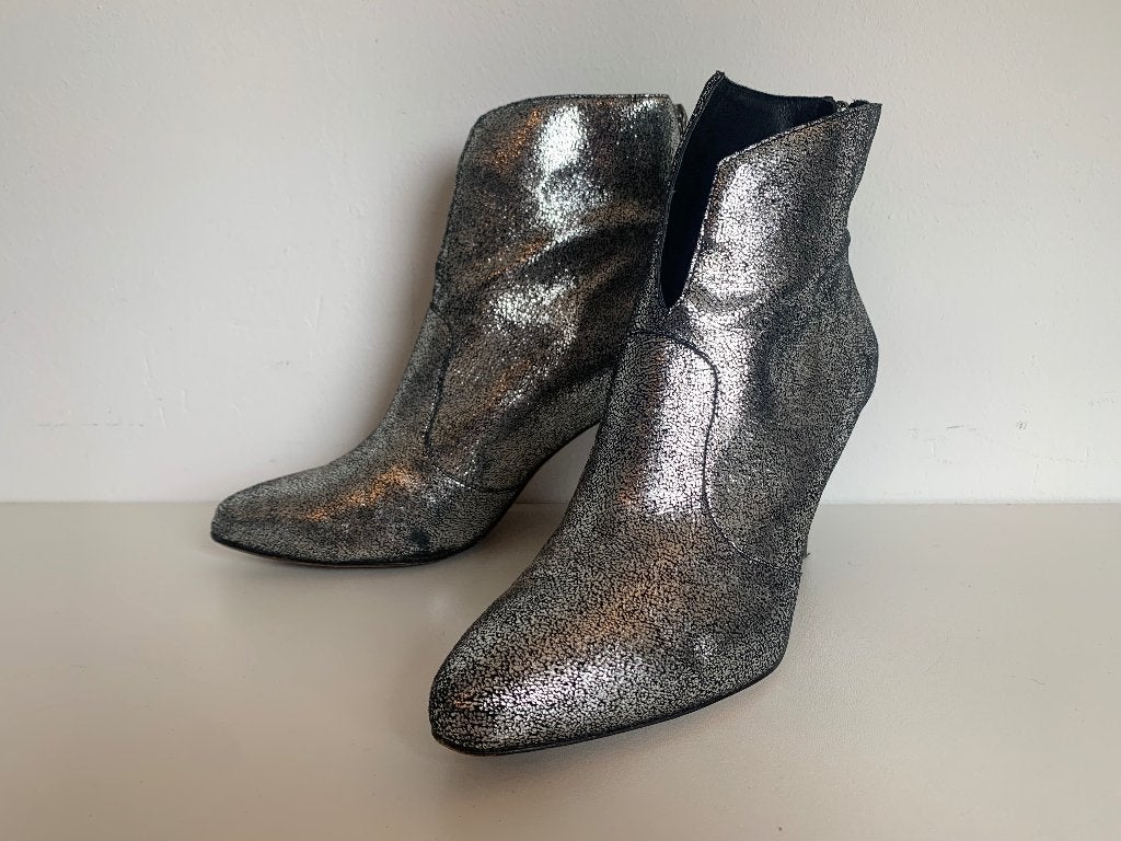 Lola Cruz leer leren enkel laars zwart zilver 38, Overige kleuren, Verzenden, Lola cruz, Zo goed als nieuw