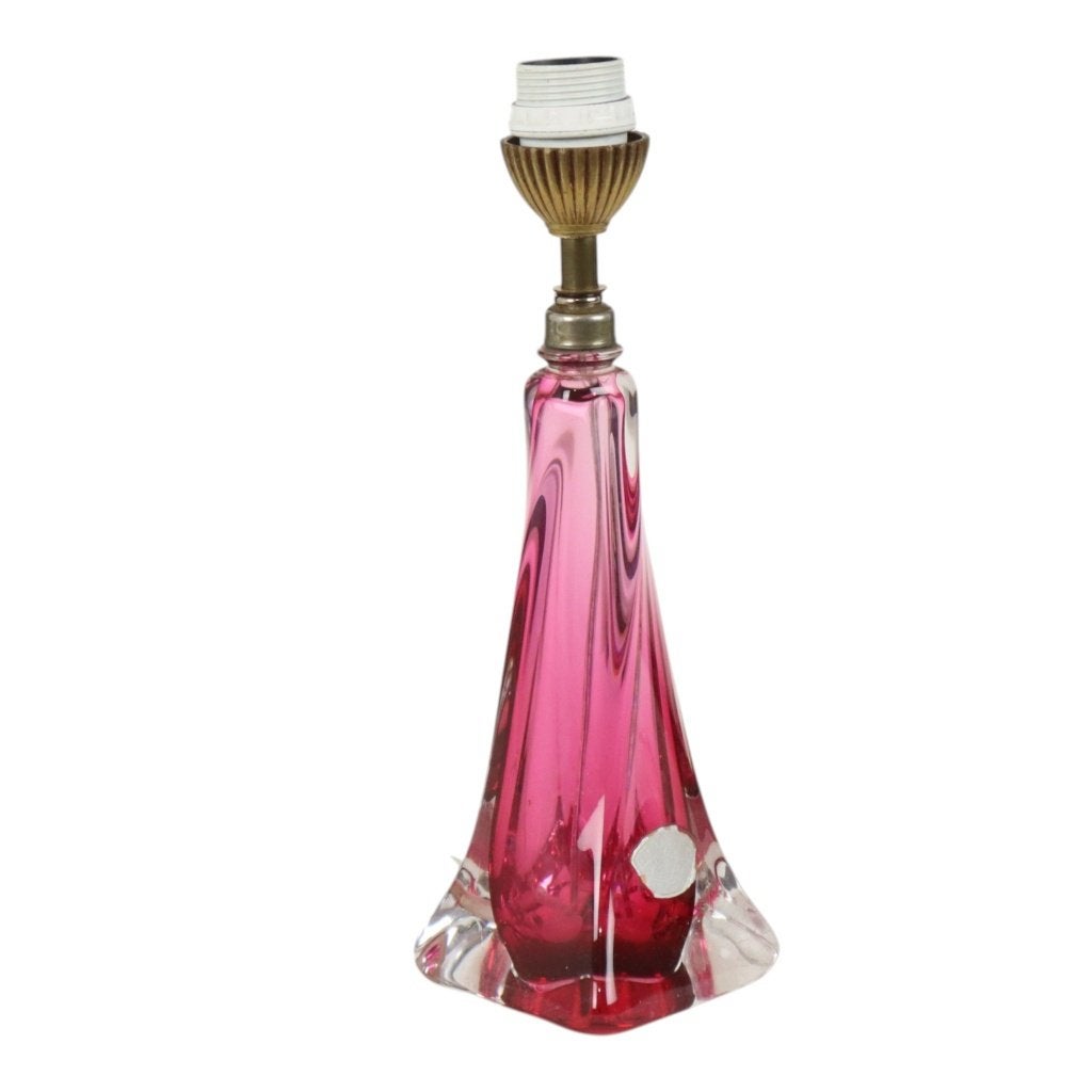 Paarse Roze Tafellamp Kristal Val Saint Lambert Sixties, Ophalen of Verzenden