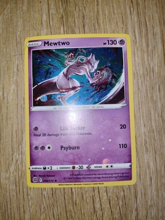 Mewtwo Pokémon kaart - Cosmos - 130 HP - 056/172, Ophalen of Verzenden, Zo goed als nieuw, Losse kaart, Foil