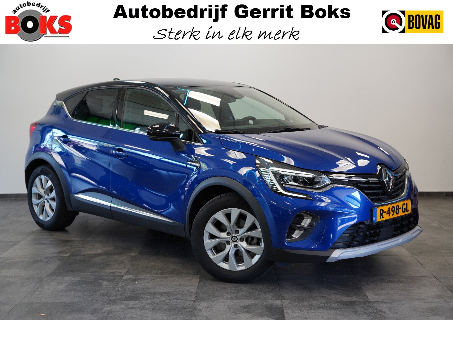 Renault Captur 1.6 E-Tech Hybrid 145 Intens Full-led Navigat, 12 maanden, Gebruikt, Blauw, Leder en Stof