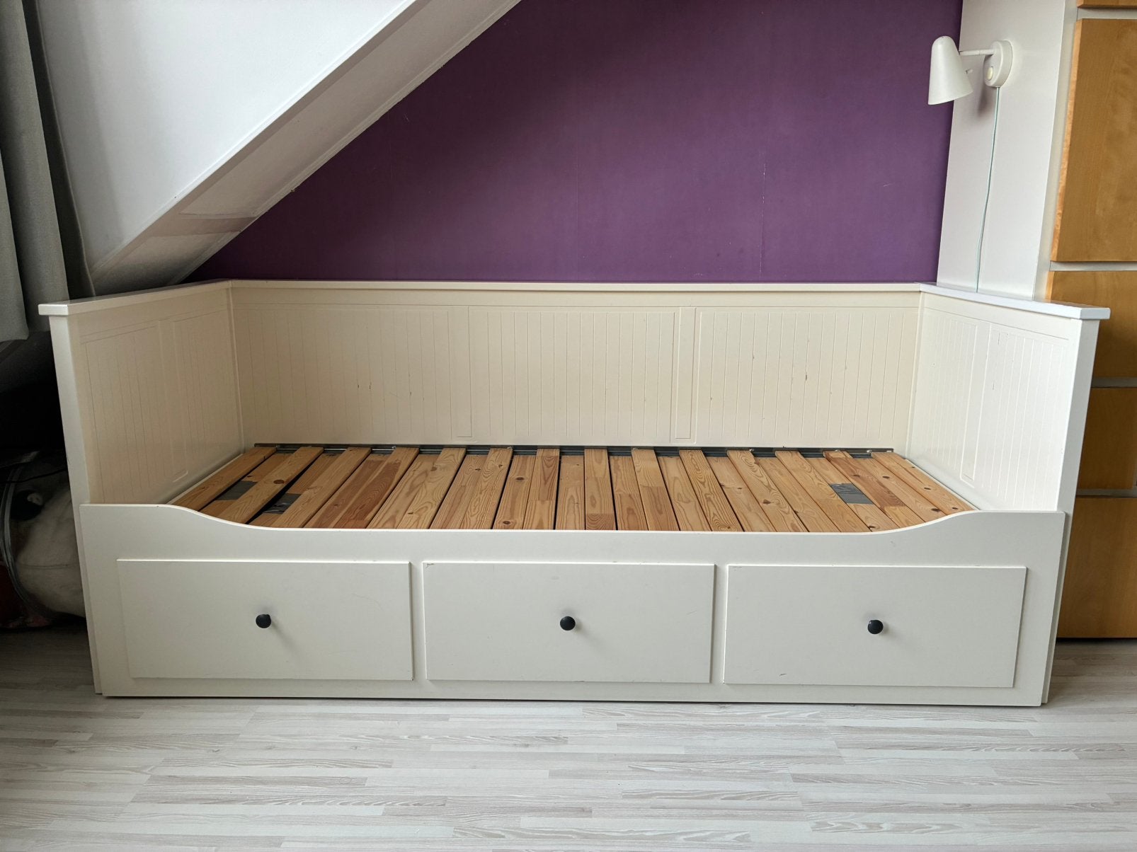IKEA hemnes bed (matras mag ook weg), Ophalen, Gebruikt, Eenpersoons, Wit