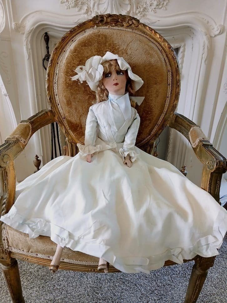 antiek sofadoll/ sofa doll...90 cm, Antiek en Kunst, Ophalen of Verzenden