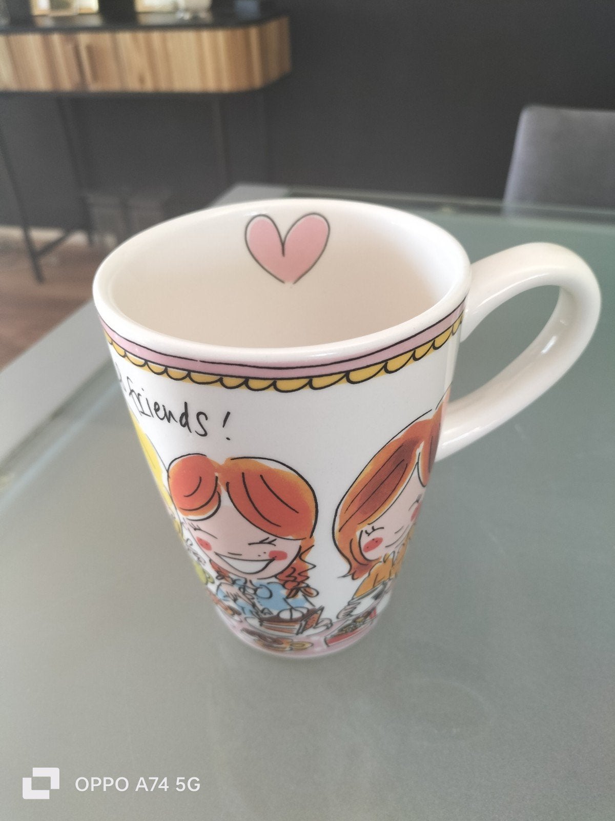 Blond Amsterdam beker 'Tea, Cookies & Friends', Zo goed als nieuw, Steen/keramiek, Wit, Ophalen