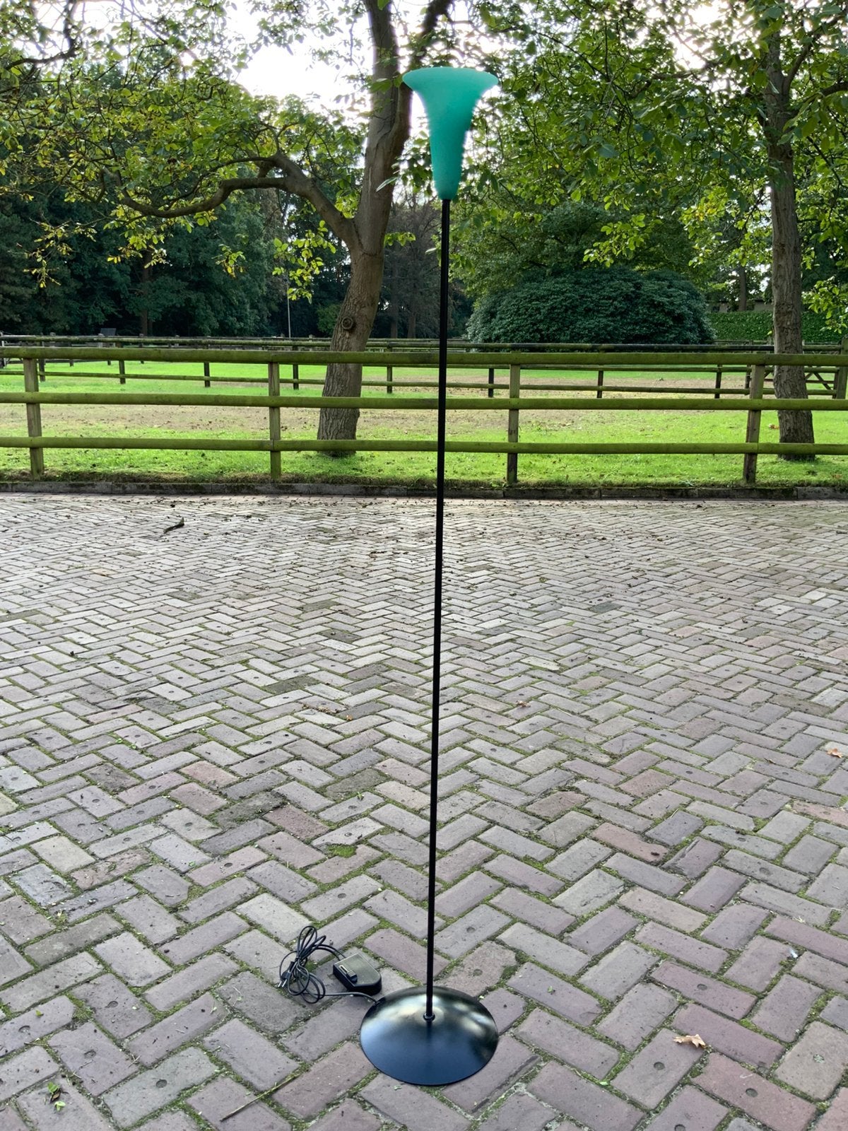 Herda vloerlamp zwart metaal met glazen groene kelk 180 cm, Ophalen, Zo goed als nieuw, Metaal, 150 tot 200 cm
