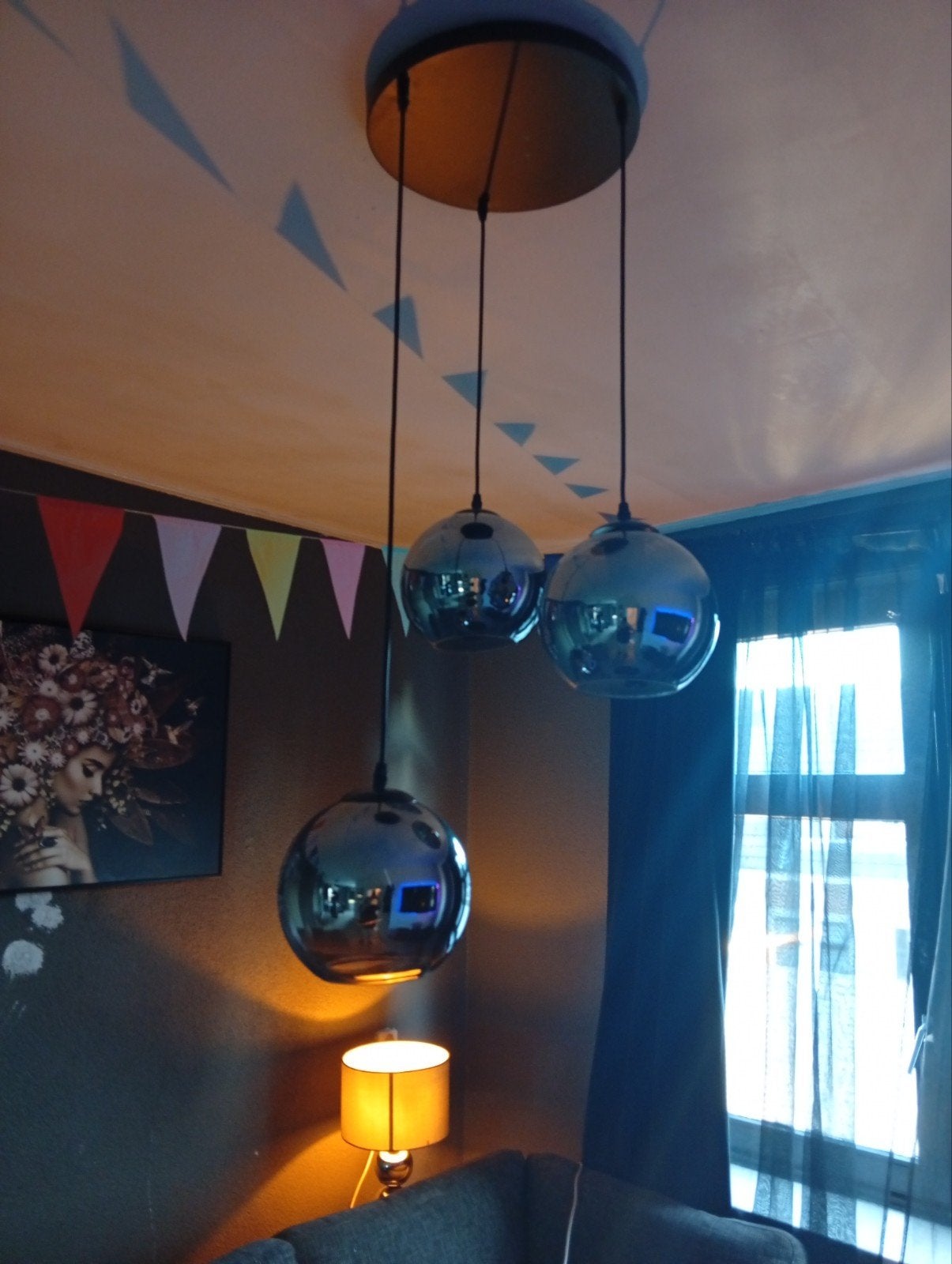 2x Eric Kuster hanglamp met 3 bollen - direct ophalen, Gebruikt, Overige fittingen, Ophalen of Verzenden, Glas