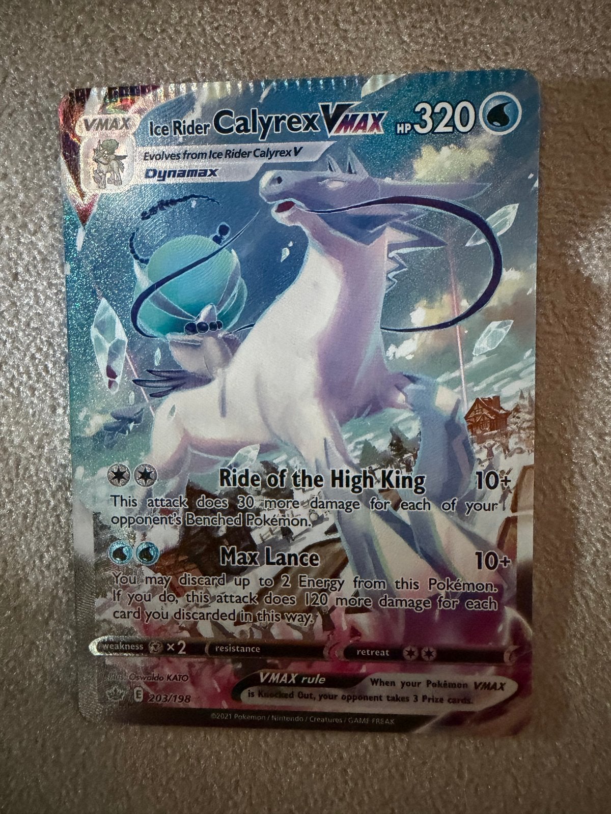 Miscut. Ice Rider Calyrex VMAX Pokémon kaart (203/198), Hobby en Vrije tijd, Verzamelkaartspellen | Pokémon, Ophalen of Verzenden