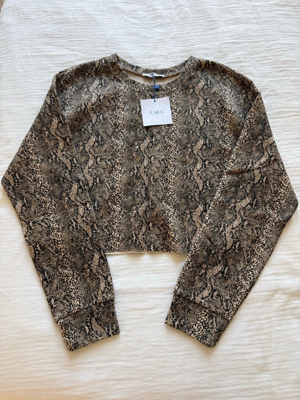 Zara Cropped Trui met Slangenprint - Nieuw met kaartje, Ophalen, Nieuw, Maat 36 (S), Meerkleurig