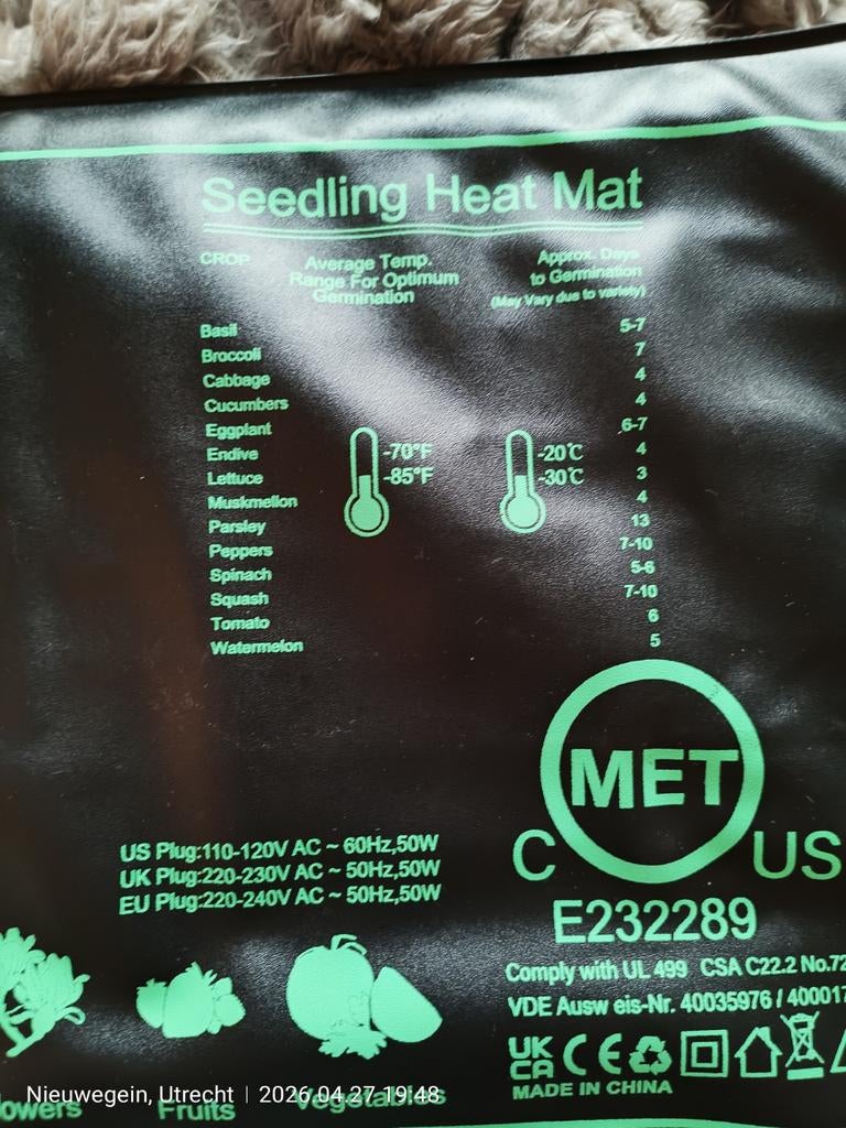 Warmtemat voor reptielen of planten met thermostaat, Ophalen of Verzenden, Nieuw, Kweeklamp