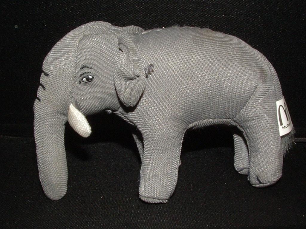 MC DONALDS OLIFANT KLEIN GLADDE STOF GRIJS GLANZEND, Verzenden, Nieuw, Overige typen