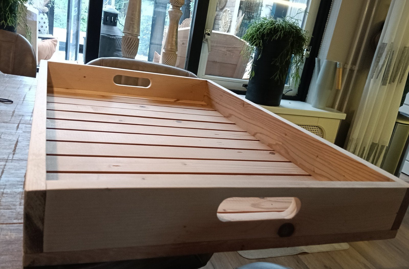 Groot houten dienblad 50x75x8,5 cm - Serveerplank, Met handvatten, Onbekend, Nieuw, Ophalen of Verzenden
