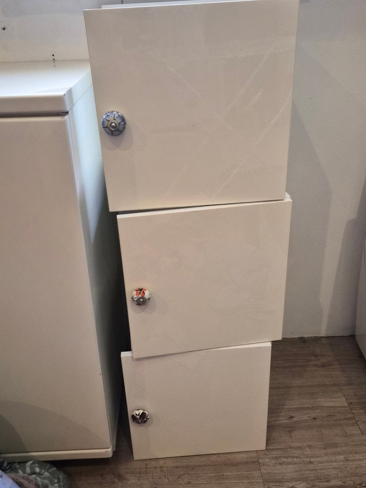 3 IKEA Kallax deur inzet hoogglans wit met porseleinen knop, Huis en Inrichting, Ophalen of Verzenden, Gebruikt