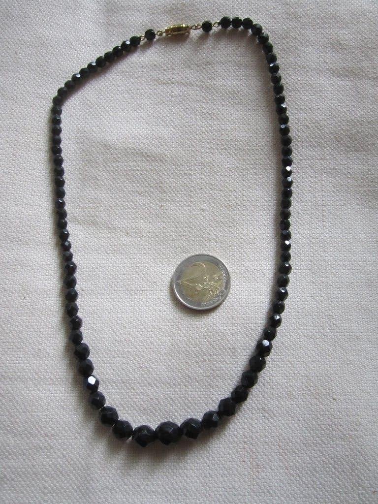 42.  Schitterende oude ketting, French jet,  48 cm, Sieraden, Tassen en Uiterlijk, Ophalen, Overige materialen, Ketting