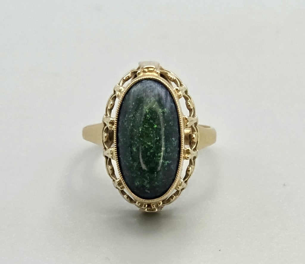 Gouden Vintage ring prachtig groen edelsteen opaal. 2026/545, Overige kleuren, ., Ophalen of Verzenden, .