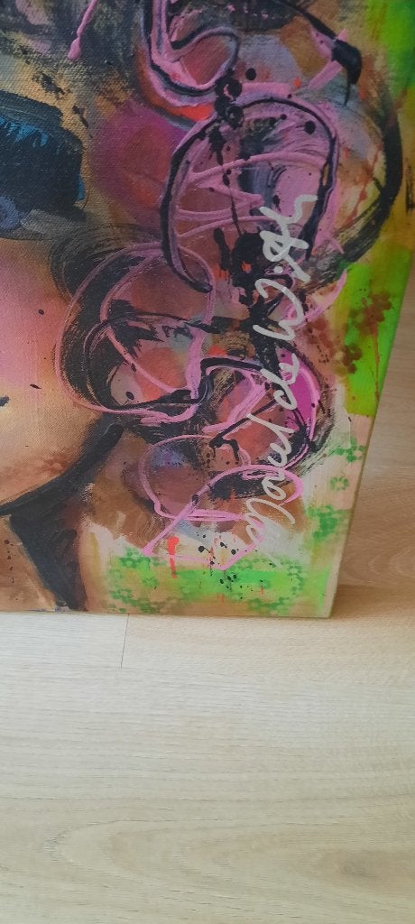 Gesigneerd, zeer kleurrijk schilderij van Marcel de With!, Ophalen, Acrylverf, Overig onderwerp, Gesigneerd