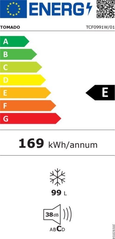 Tomado vrieskist TCF0991W - 99 liter - tot -15 graden, Witgoed en Apparatuur, Vriezers en Diepvrieskisten, 85 tot 120 cm, Vrieskist