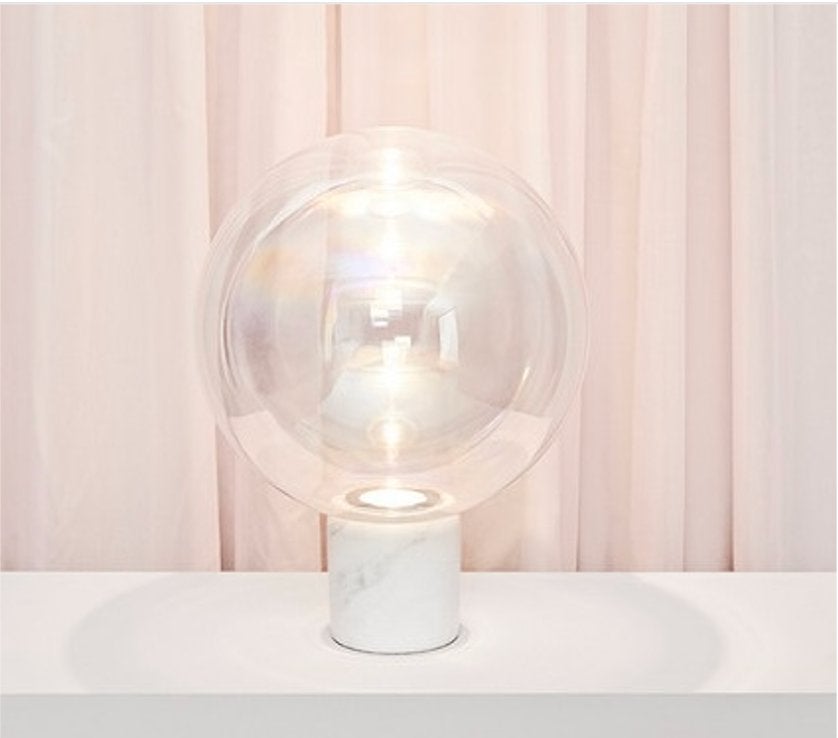 BOLIA Pica Tafellamp (Wit Marmer/Glas) zeepbel New -175eu, Ophalen, Zo goed als nieuw, Glas