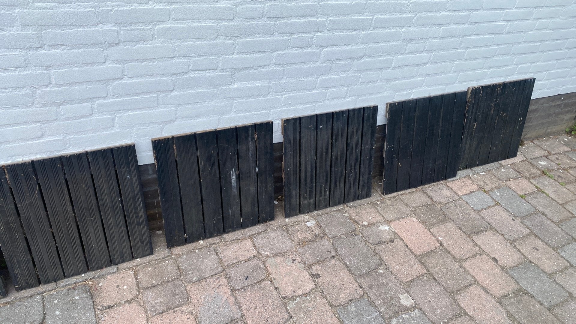 6 hardhouten ruintegels, Tuin en Terras, Ophalen, Hout, Minder dan 3 meter, 1 tot 2 meter