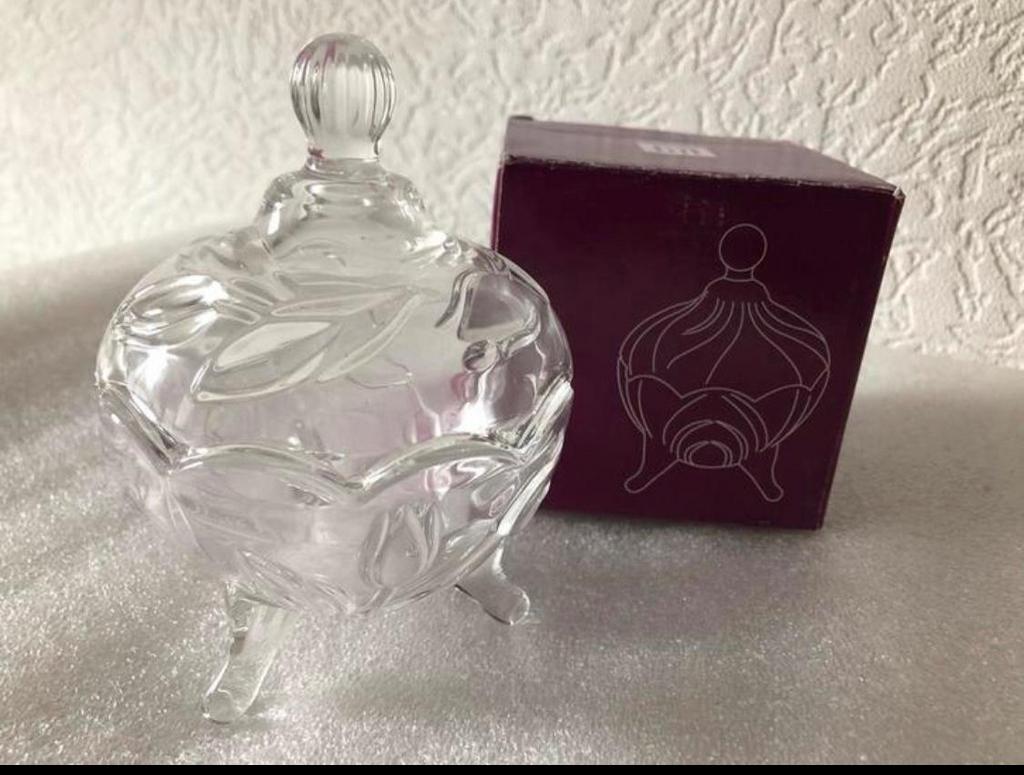 Glazen SNOEPPOT - UNIK HOME - hoogte 13 cm, Overige typen, Ophalen of Verzenden, Overige stijlen, Glas