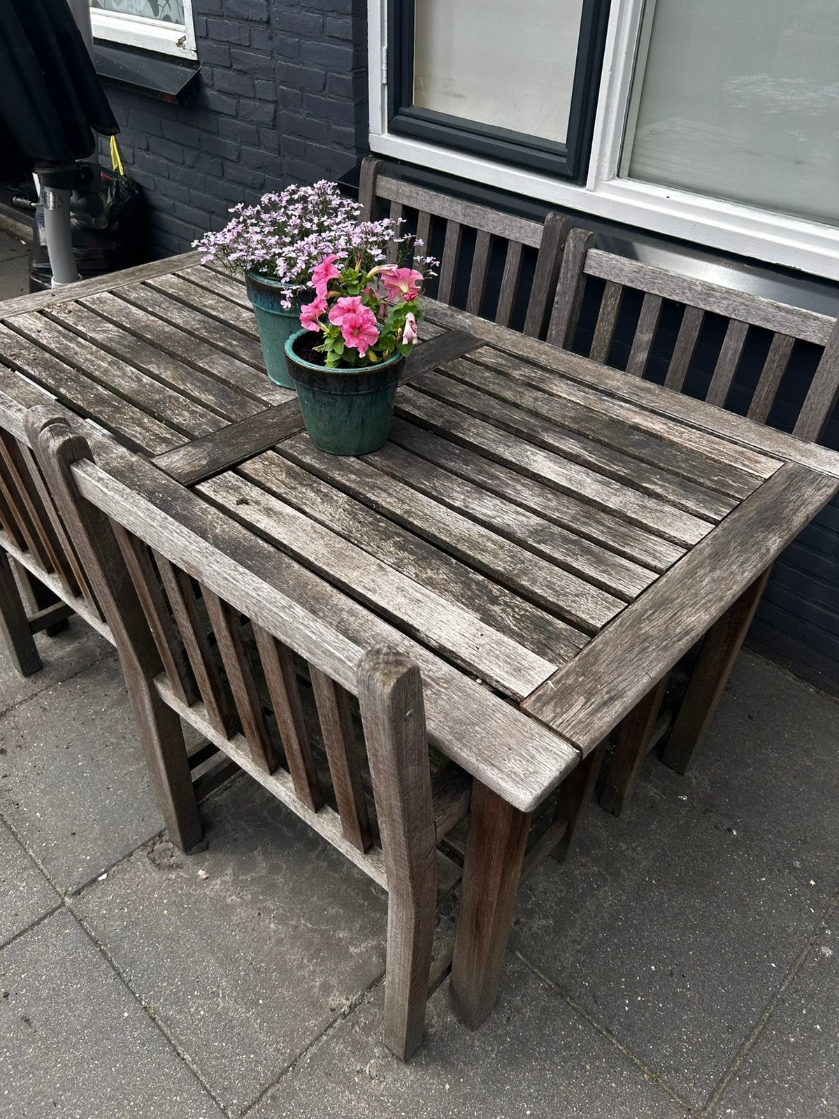 Tuinset (opknapper), Tuin en Terras, Tuinsets en Loungesets, Gebruikt, Tuinset, 4 zitplaatsen, Eettafel, Ophalen