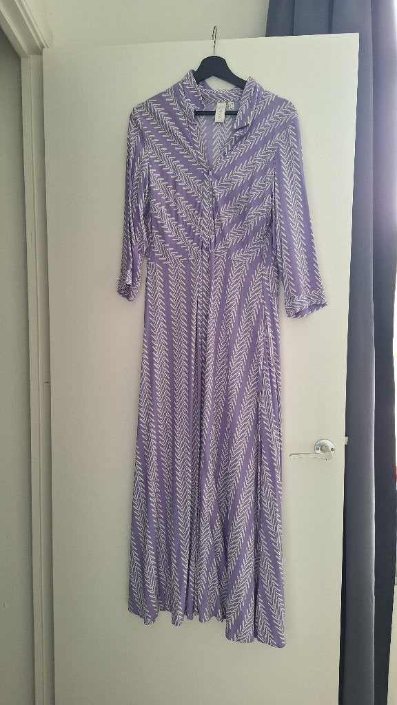 Lange jurk lila/wit van Yas, Ophalen, Overige kleuren, Maat 46/48 (XL) of groter, Zo goed als nieuw