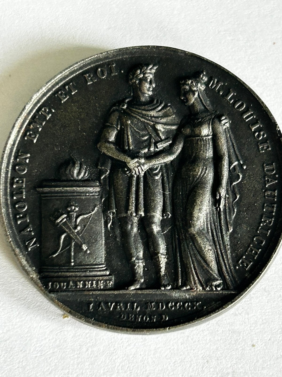2 Originele Bronzen Napoleon Penningen (1804 & 1810) Uniek!, Ophalen of Verzenden, Brons