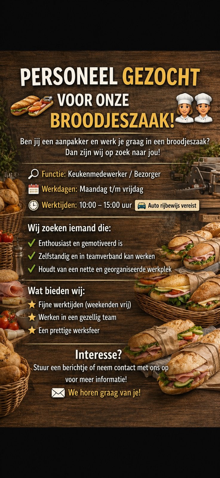 Keukenmedewerken/ bezorger gezocht, Variabele uren, Overige niveaus, Starter, Overige vormen