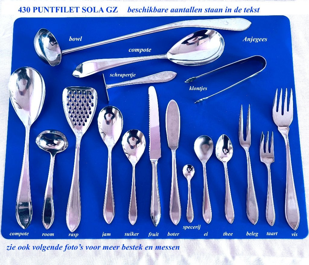 Sola GZ 430 Puntfilet 245 stuks Los te koop rvs bestek, Antiek en Kunst, Antiek | Bestek, Ophalen