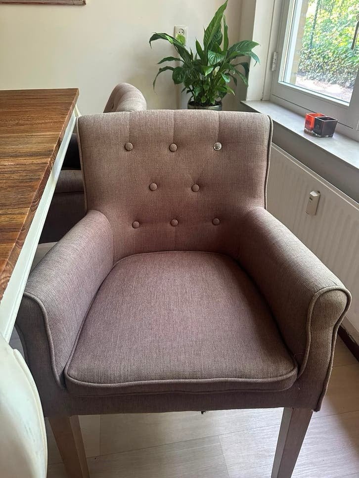 4 Riviera Maison eettafel stoelen, Ophalen, Gebruikt, Bruin, Vier